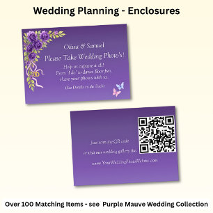 Wedding Photo Share - Purple Mauve Flowers & White Enclosure Card