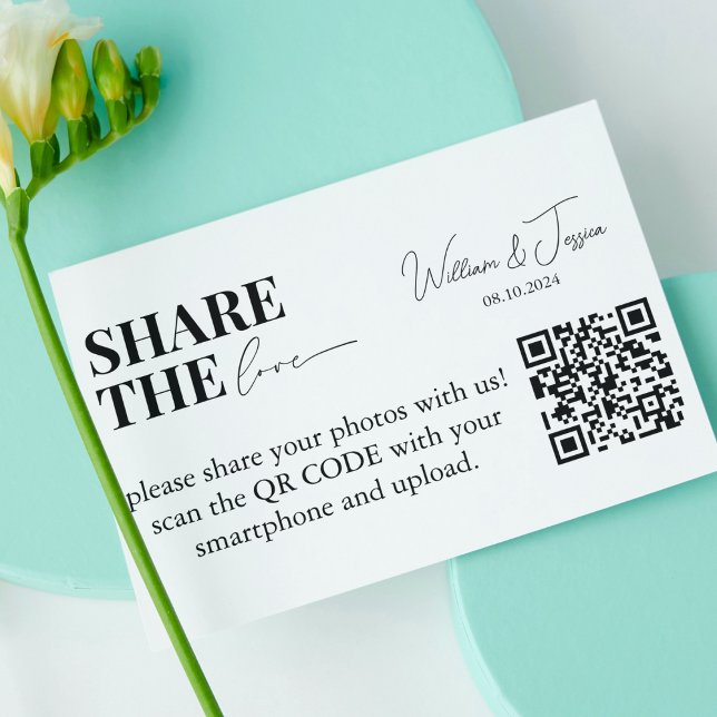 Wedding Photo Sharing | Share The Love QR Code Enclosure Card (Creator Uploaded)