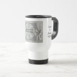 Wedding Photo Silver Personalised Travel Mug<br><div class="desc">Elegant silver and grey photo frame with a bow personalised wedding or anniversary photo coffee or tea mug. To add your photo, click on Change and upload your picture. Fill in your names and date of your wedding. You can also change any text and adjust your photo by clicking on...</div>
