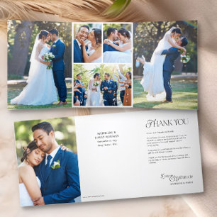 Wedding Photo Thank You 6 Pic Nostalgic Typeface Tri-Fold Card
