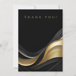 Wedding Photo-Thank You- Black and Gold Invitation