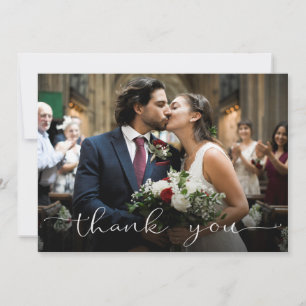 Wedding Photo Thank You Burgundy Floral Card