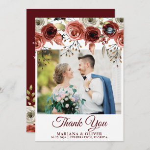 Wedding Photo Thank You Card Autumn Mix Floral