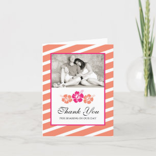 Wedding Photo Thank You Card with Hibiscus Flowers