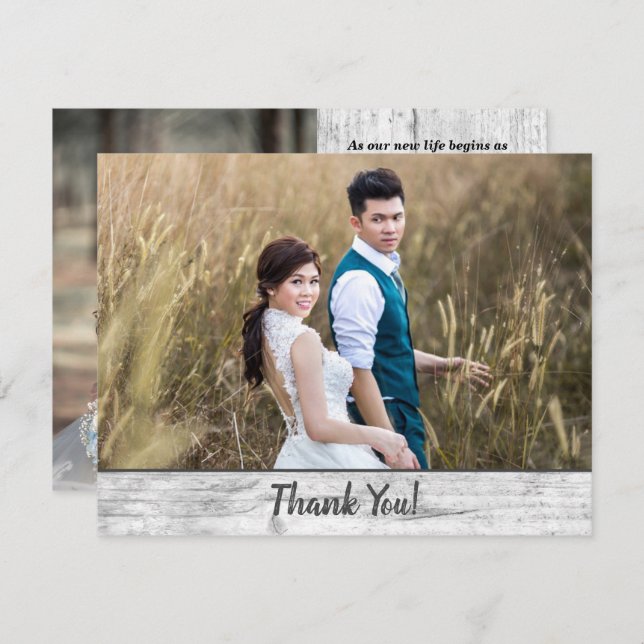 Wedding Photo Thank You Double Sided Rustic (Front/Back)
