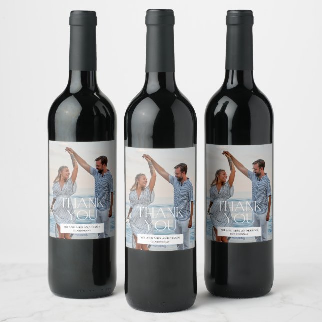 Wedding Photo Thank You Favour Wine Label (Bottles)