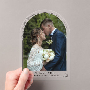 Wedding Photo Thank You Floral Arch Acrylic Invitations