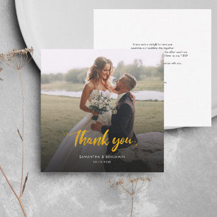 Wedding Photo Thank You Hand-Lettered Elegant Card