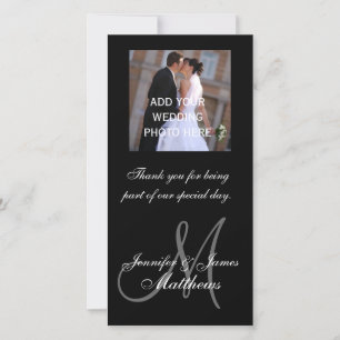 Wedding Photo Thank You Message Monogram Names Card