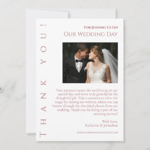 Wedding Photo-Thank You- Modern Pink Heart Invitation