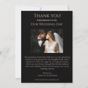 Wedding Photo-Thank You-Modern Rose Gold Flowers  Invitation