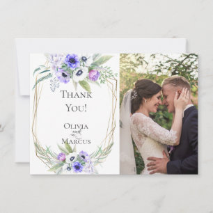 Wedding Photo Thank You Violet Anemone Floral Card