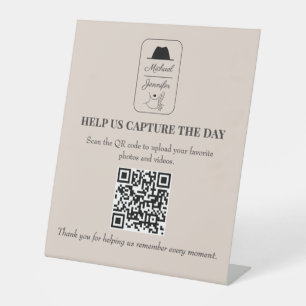 Wedding Photo Upload QR Code Pedestal Sign