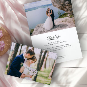 Wedding Photo Wildflower Garden Posy Monogrammmed Thank You Card