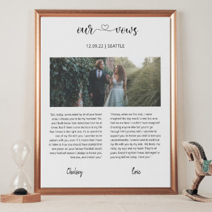 wedding photo with vows modern calligraphy love  faux canvas print
