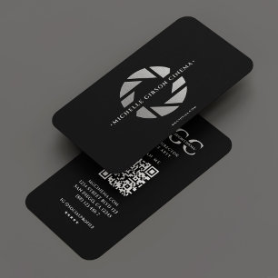 Wedding Photographer Black Silver Shutter Modern Business Card