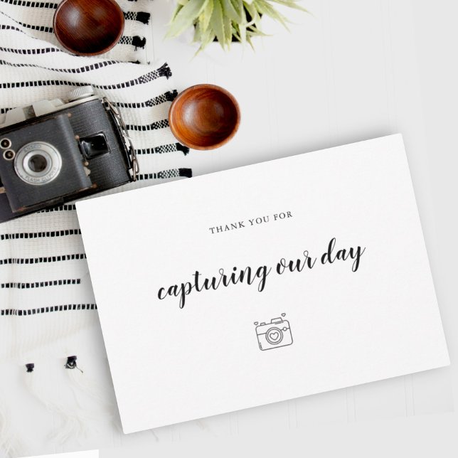 Wedding Photographer  Capturing Our Day camera Thank You Card (Creator Uploaded)