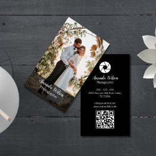 Wedding Photographer Floral Photo QR Code Business Card