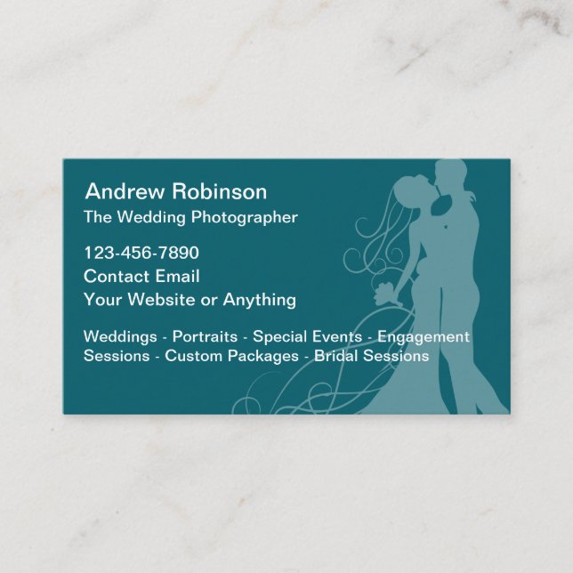 Wedding Photographer Modern Unique Business Card (Front)
