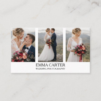 Wedding Photographer Photo Collage Elegant Business Card