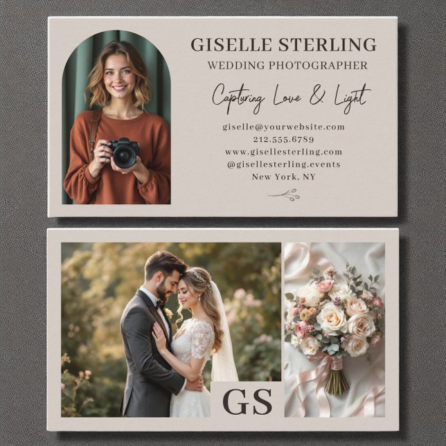 Wedding Photographer Photo Luxury Script Business Card (Creator Uploaded)