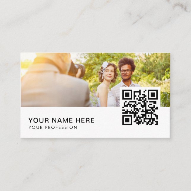 wedding photographer QR Code  Business Card (Front)
