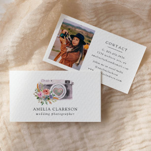 Wedding Photographer Watercolor Camera Business Card