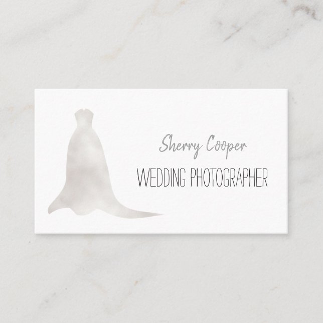 Wedding Photographer Wedding Dress Elegant Business Card (Front)