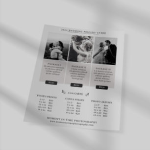 Wedding Photography Pricing Guide Sell Sheet