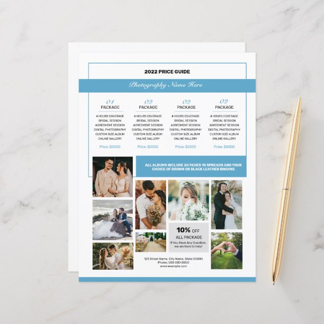 Wedding Photography Pricing Guide Template (Front/Back In Situ)