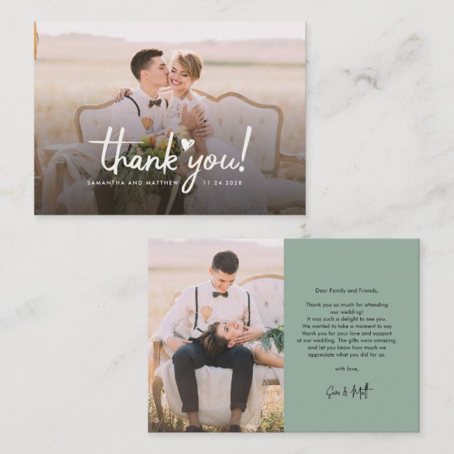 Wedding Photos Script Budget Thank You Card (Front/Back)