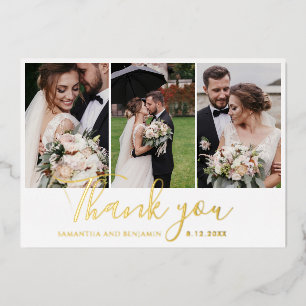 Wedding Photos Script Thank You Gold Foil Card