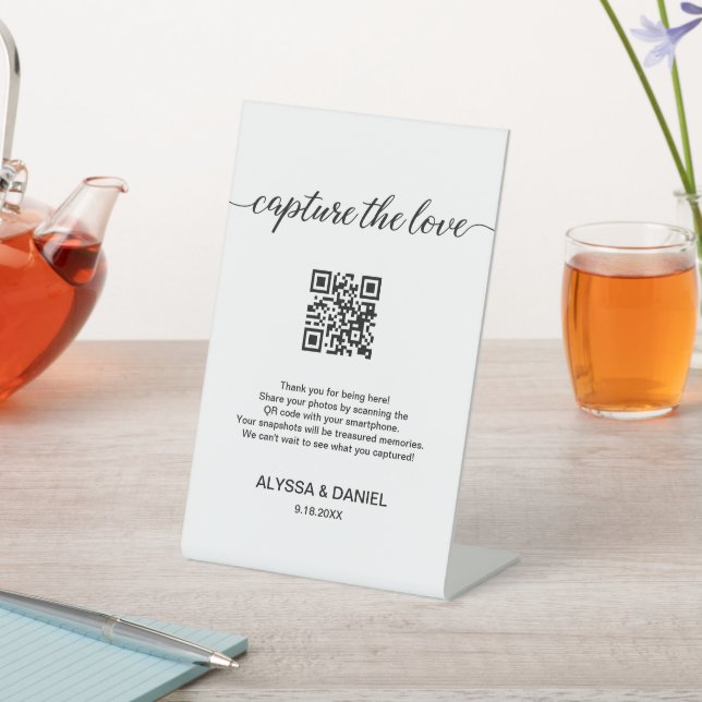 Wedding Photos share QR code Capture the love Pedestal Sign (In SItu)