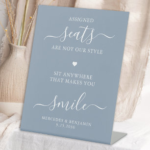 Wedding Pick A Seat Personalise Dusty Blue Seating Pedestal Sign