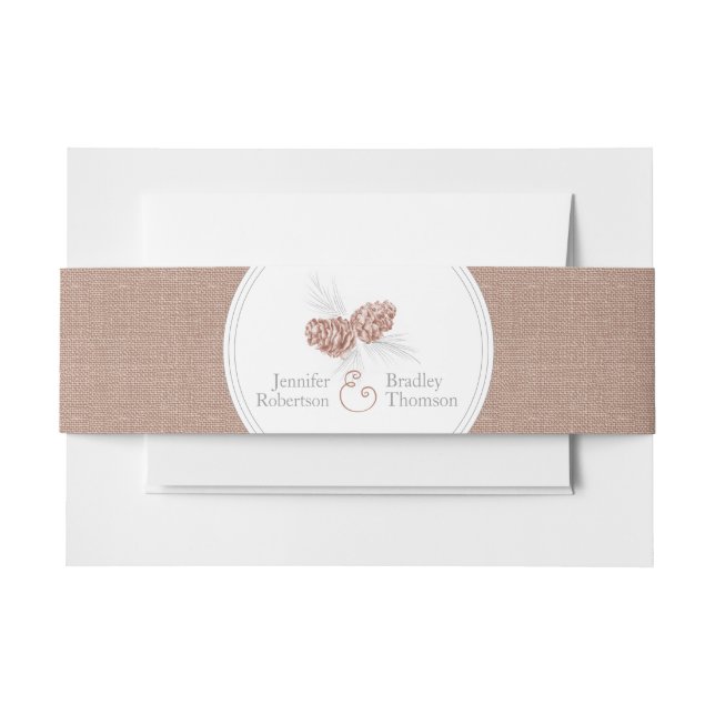 Wedding pine cones drawing & canvas belly band invitation belly band (Front Example)