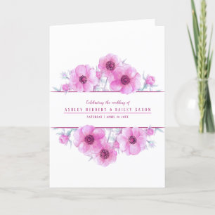 Wedding pink anemone flowers watercolor art programme