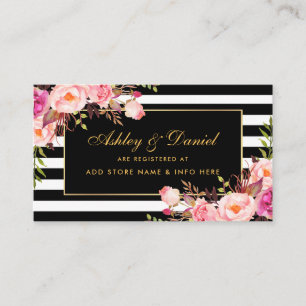 Wedding Pink Blush Gold Black Registry Insert Card