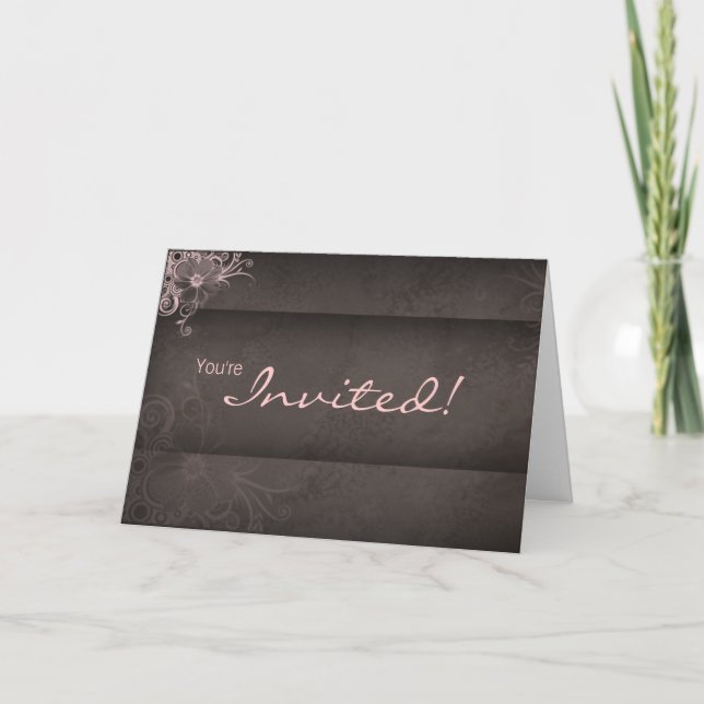 Wedding Pink Brown Invitation Card (Front)