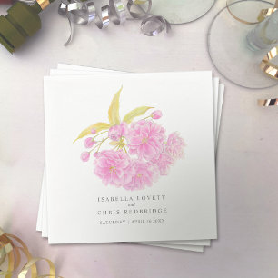 Wedding pink cherry blossom paper napkin