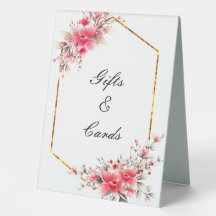 WEDDING PINK FLORAL TABLE SIGN FOR WEDDING