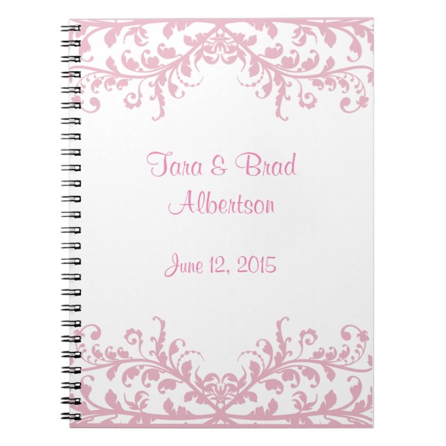 Wedding, Pink Flourish Guest Sign in Book (Front)