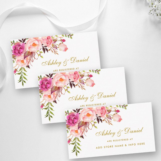 Wedding Pink Gold Registry Insert Card (Customize to change size, style or text color.)