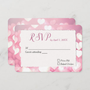 Wedding Pink Hearts RSVP Card