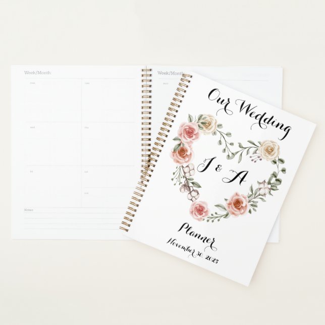 Wedding Pink Ivory Roses Organiser Planner (Display)