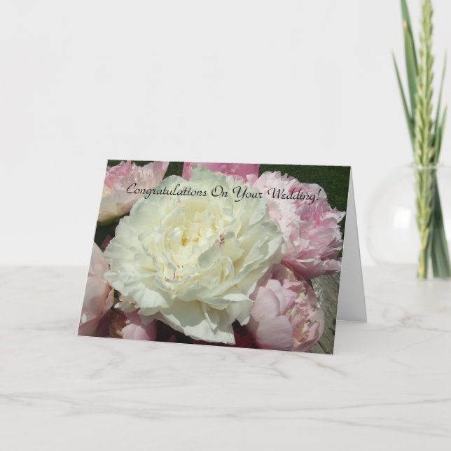 Wedding Pink Peonies / Pink Peony Greeting Card (Front)
