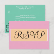 Wedding Pink Sandy Beach Seafoam Green RSVP
