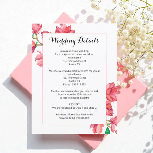 Wedding Pink White Watercolor Magnolia Enclosure Card