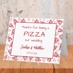 Wedding Pizza Red Italian Hand Drawn Funny  Thank You Card