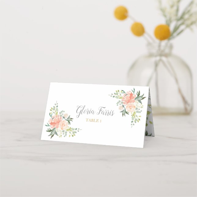 Wedding Place Card | Blush Roses (Front)