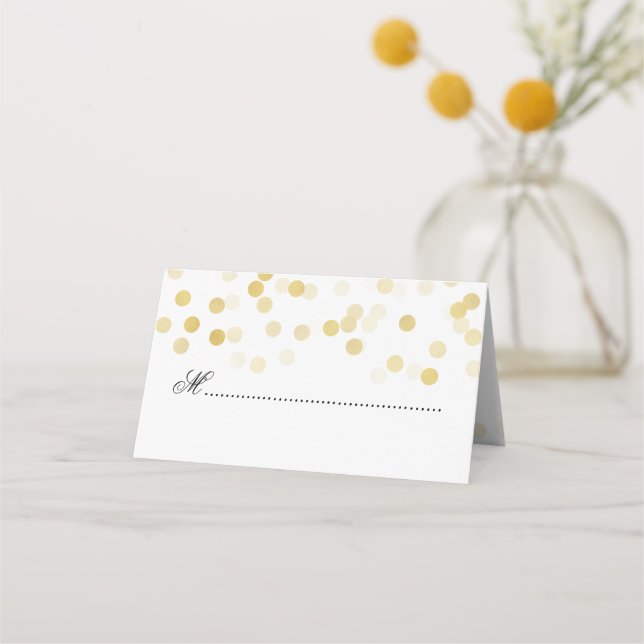 Wedding Place Card Gold Foil Glitter Lights (Front)